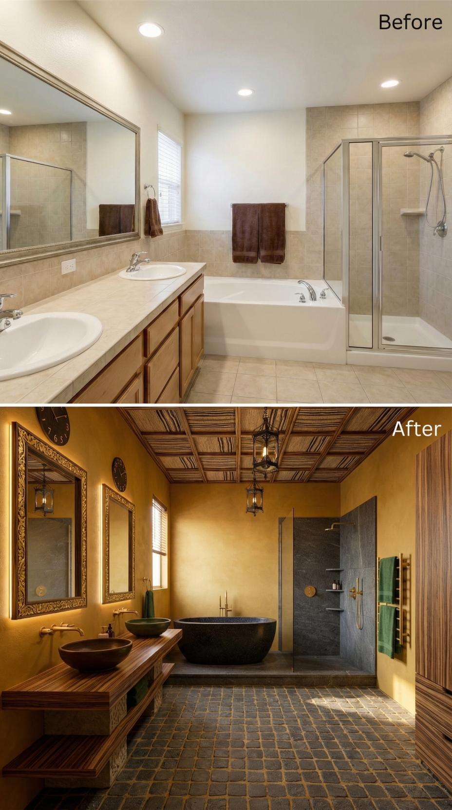 Saffron Plaster, Zebrano Vanity, and Moroccan Lanterns Cleared Out Every Builder Cabinet