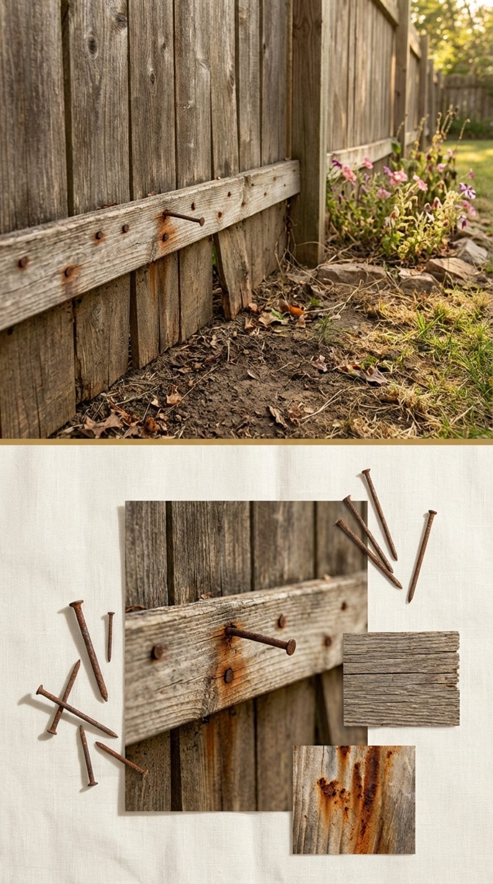 The Exposed Nail Heads Running Along the Bottom of Every Fence Board