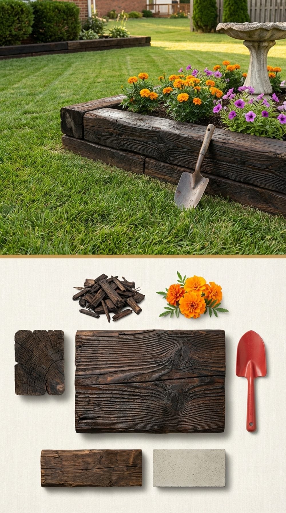 The Creosote-Soaked Railroad Tie Landscaping That Edged Every Flower Bed