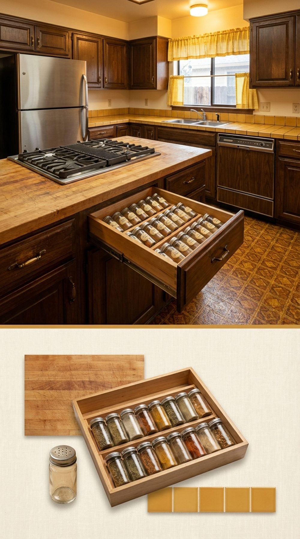 The Dedicated Spice Drawer Built Into the Counter Beside the Range