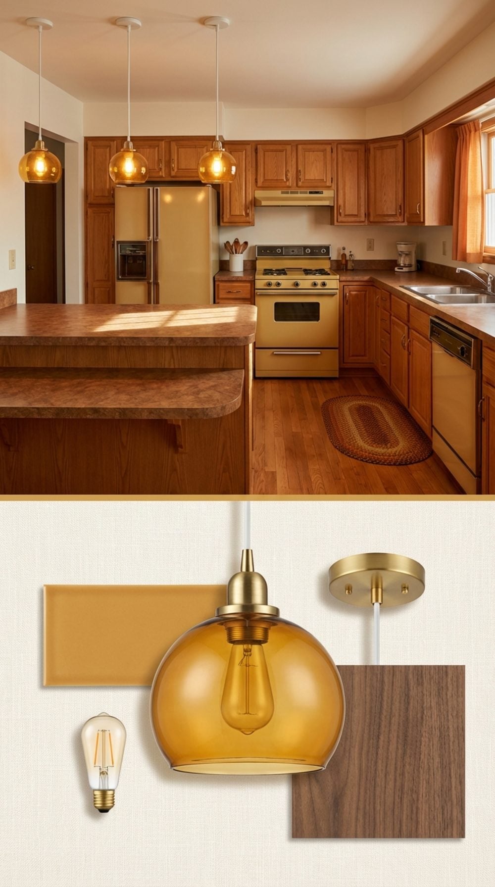 Recessed Lighting? No. Actual Incandescent Pendant Lights Over the Counter