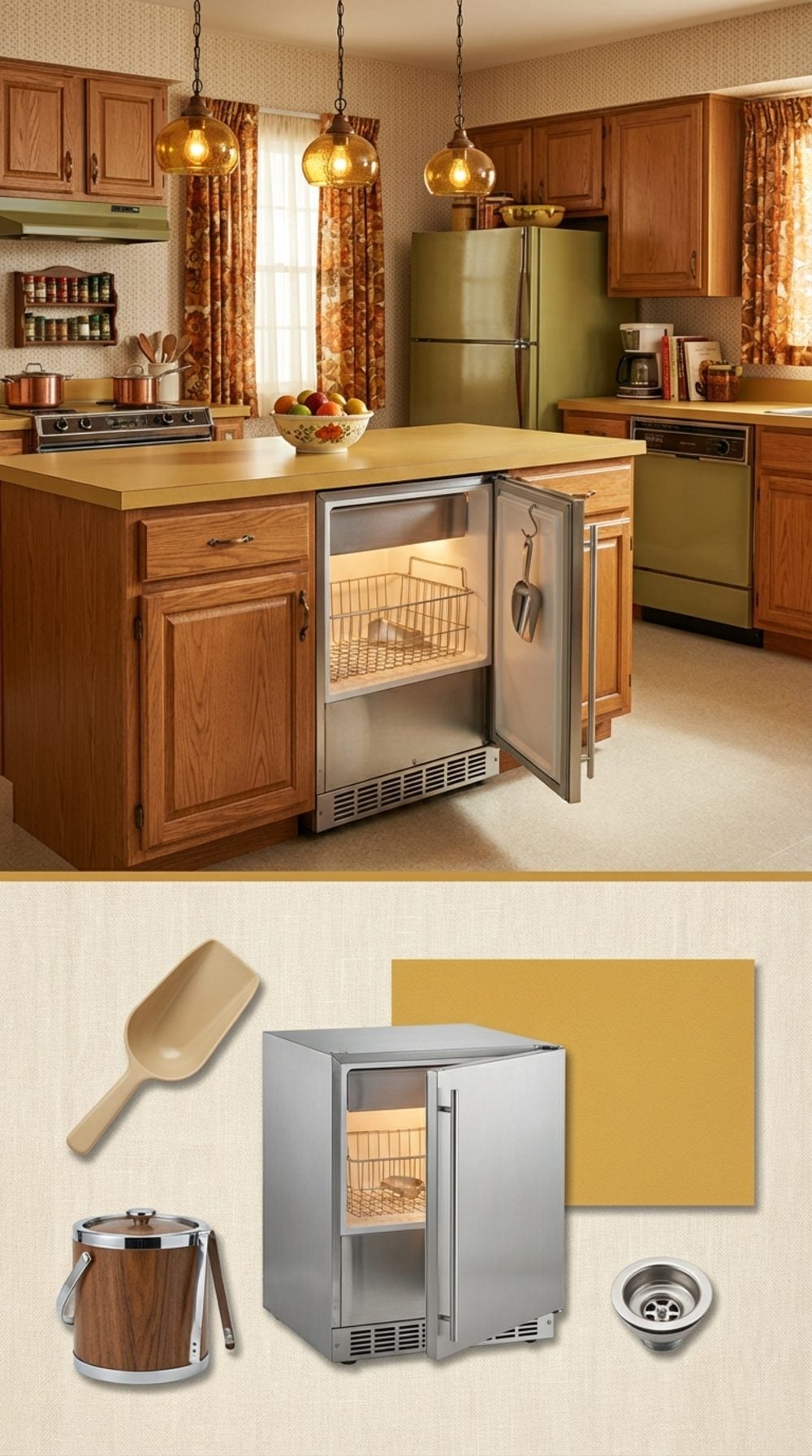 The Separate Ice Maker Cabinet Built Into the Kitchen Island