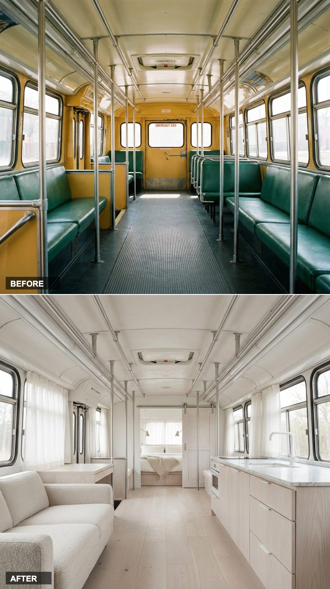 Scandinavian Calm Turns a Bus Shell Into a Nordic Sanctuary