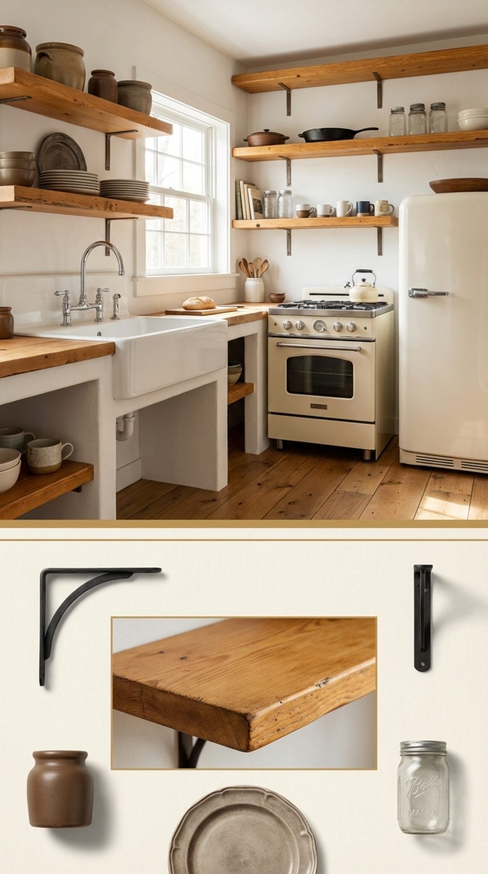 Open Wood Shelving With Actual Wood, Not Particle Board With a White Coat