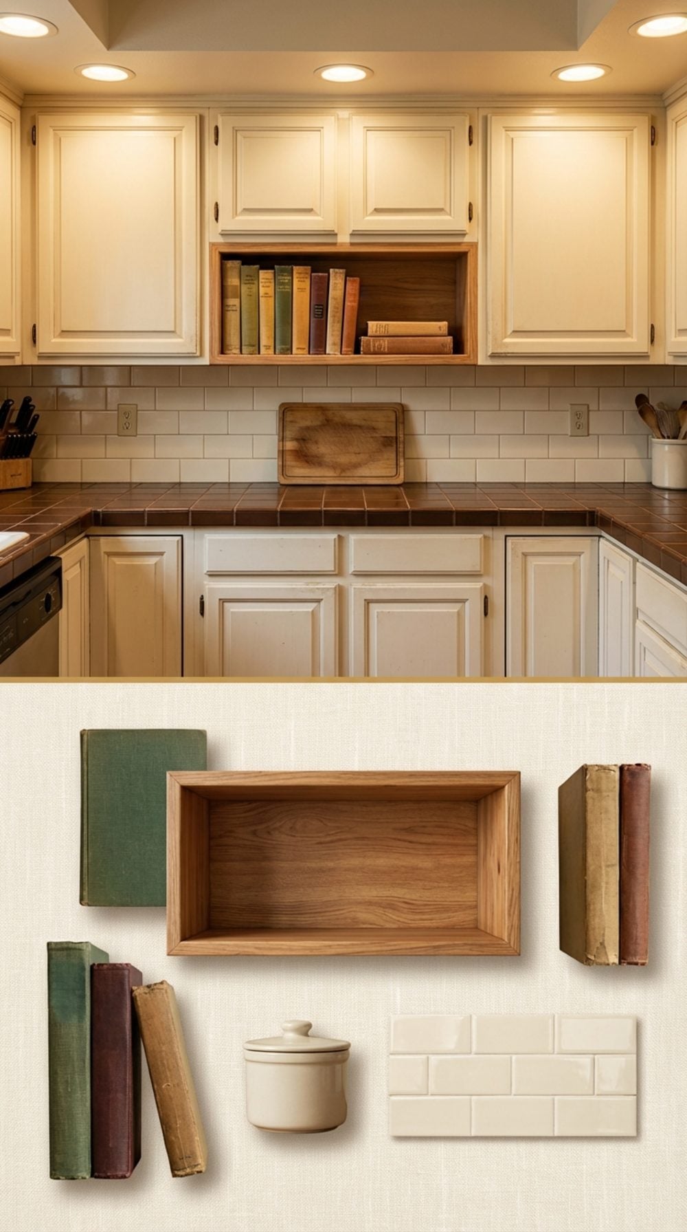 The Built-In Cookbook Shelf Right Above the Counter