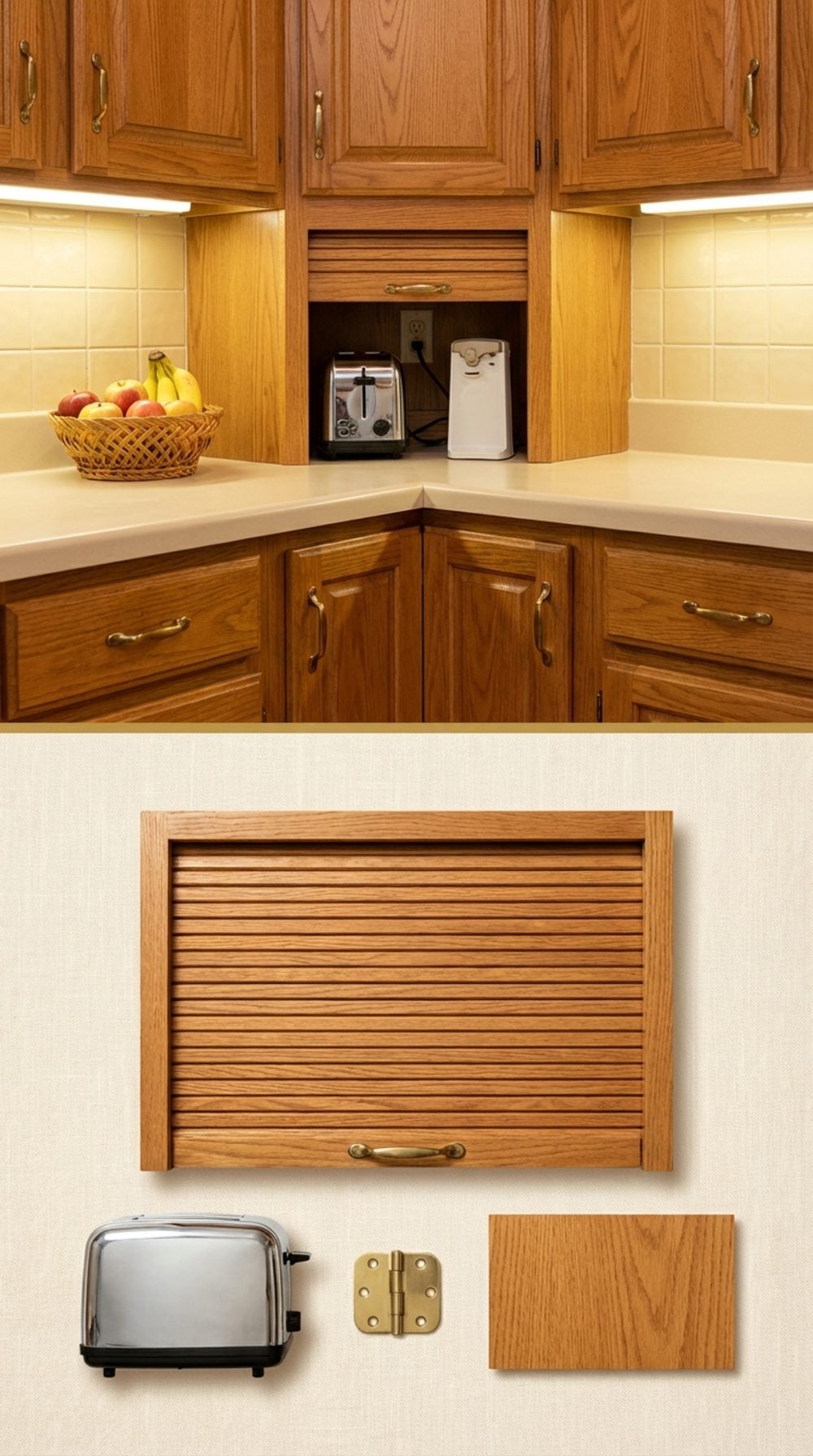 Appliance Garages With a Roll-Up Tambour Door