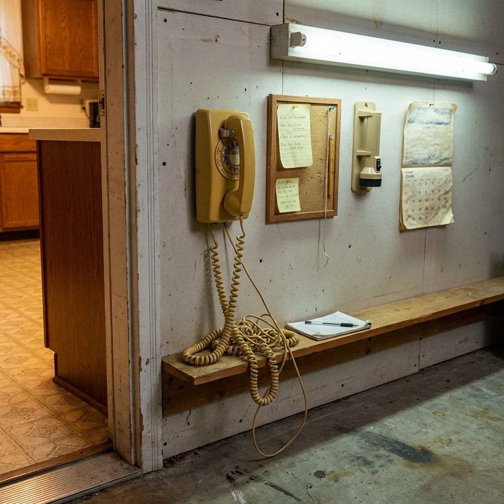The Wall-Mounted Telephone Extension With the Extra-Long Cord