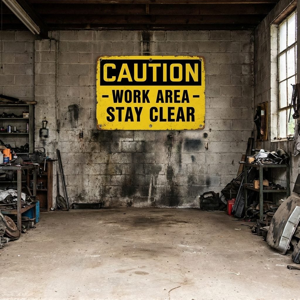 The Yellowed 'Caution: Men at Work' Sign That Gave the Whole Operation Official Status