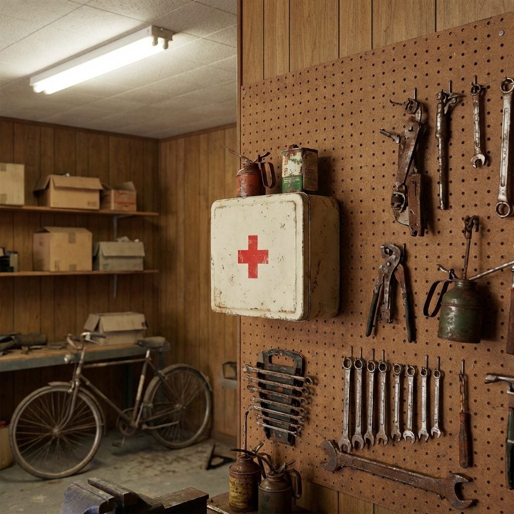The Pegboard-Mounted First Aid Kit With Bandages From the Carter Administration