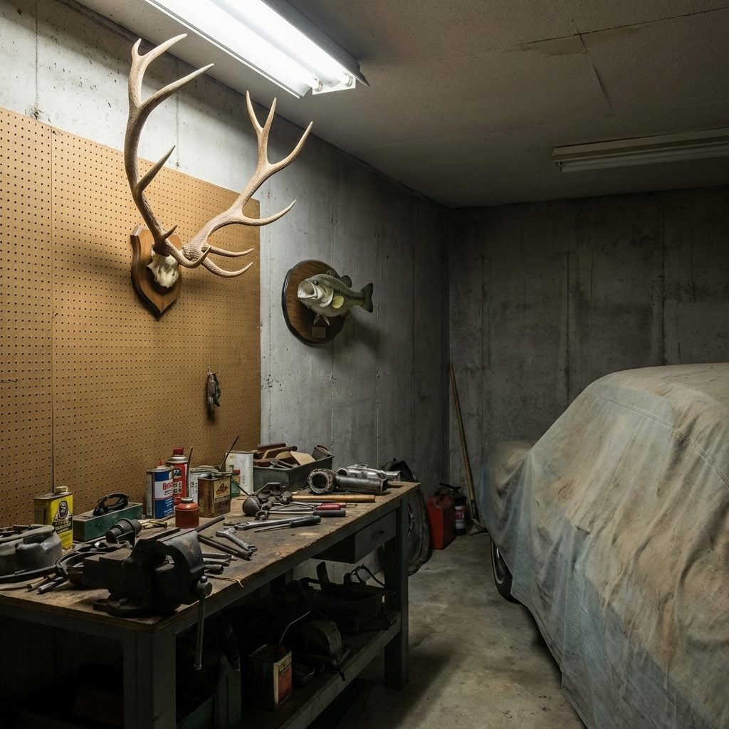 The Mounted Pair of Deer Antlers or Trophy Bass That Had No Business Being in the Garage