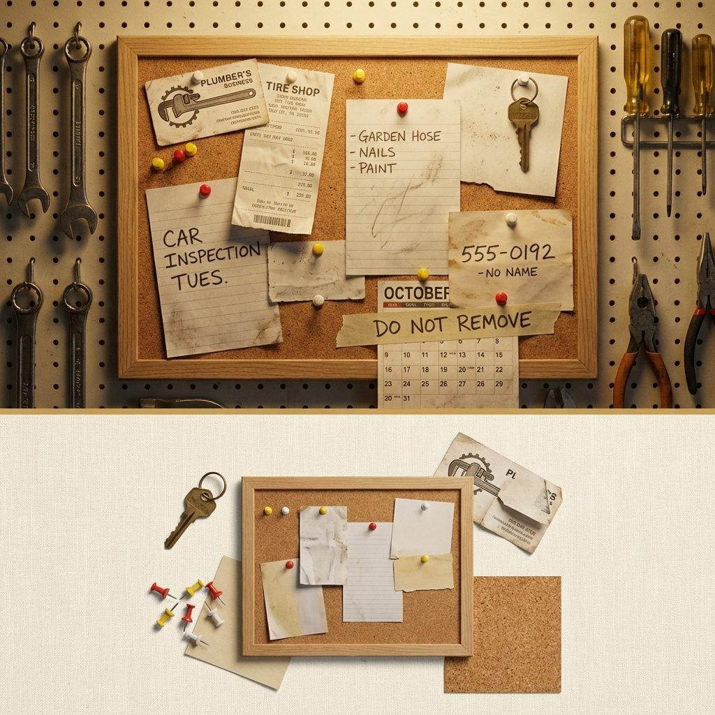 The Corkboard Pinned With Business Cards, Reminders, and a Key Nobody Could Identify