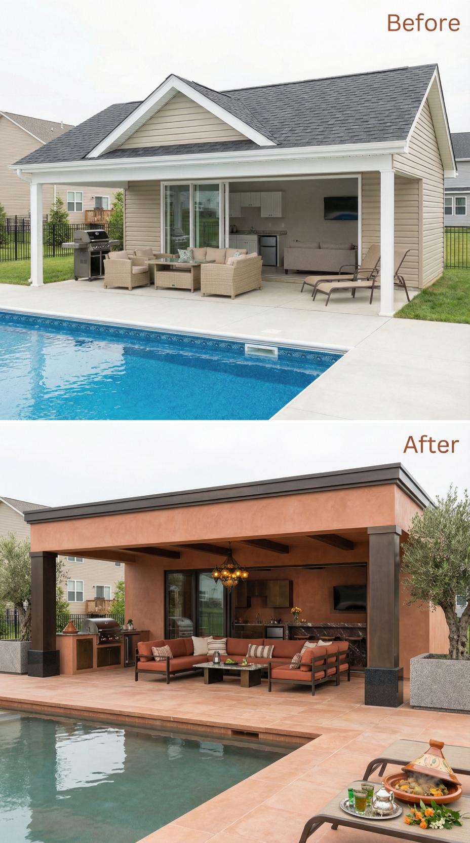 Terracotta Stucco and Exposed Dark Beams Anchor Mediterranean Retreat