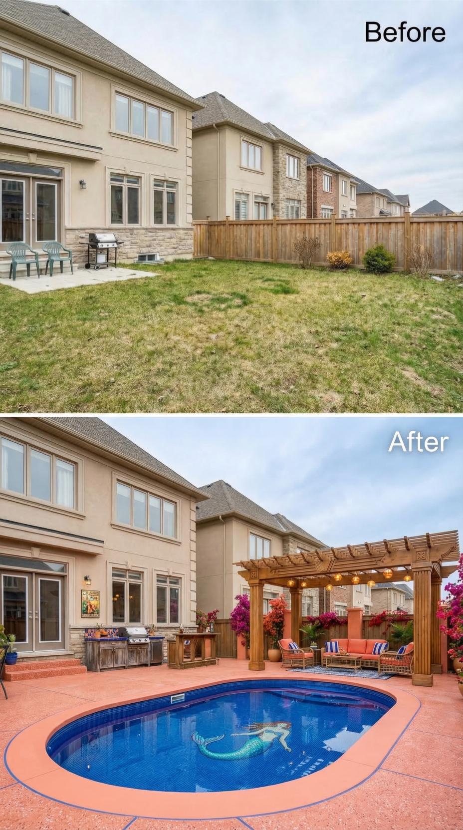 Oval Pool With Mermaid Mosaic, Cedar Pergola, and Coral Deck Close Out the Series