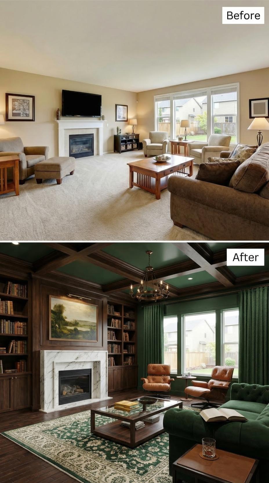 Coffered Ceilings and Leather Chairs Finished What Beige Started