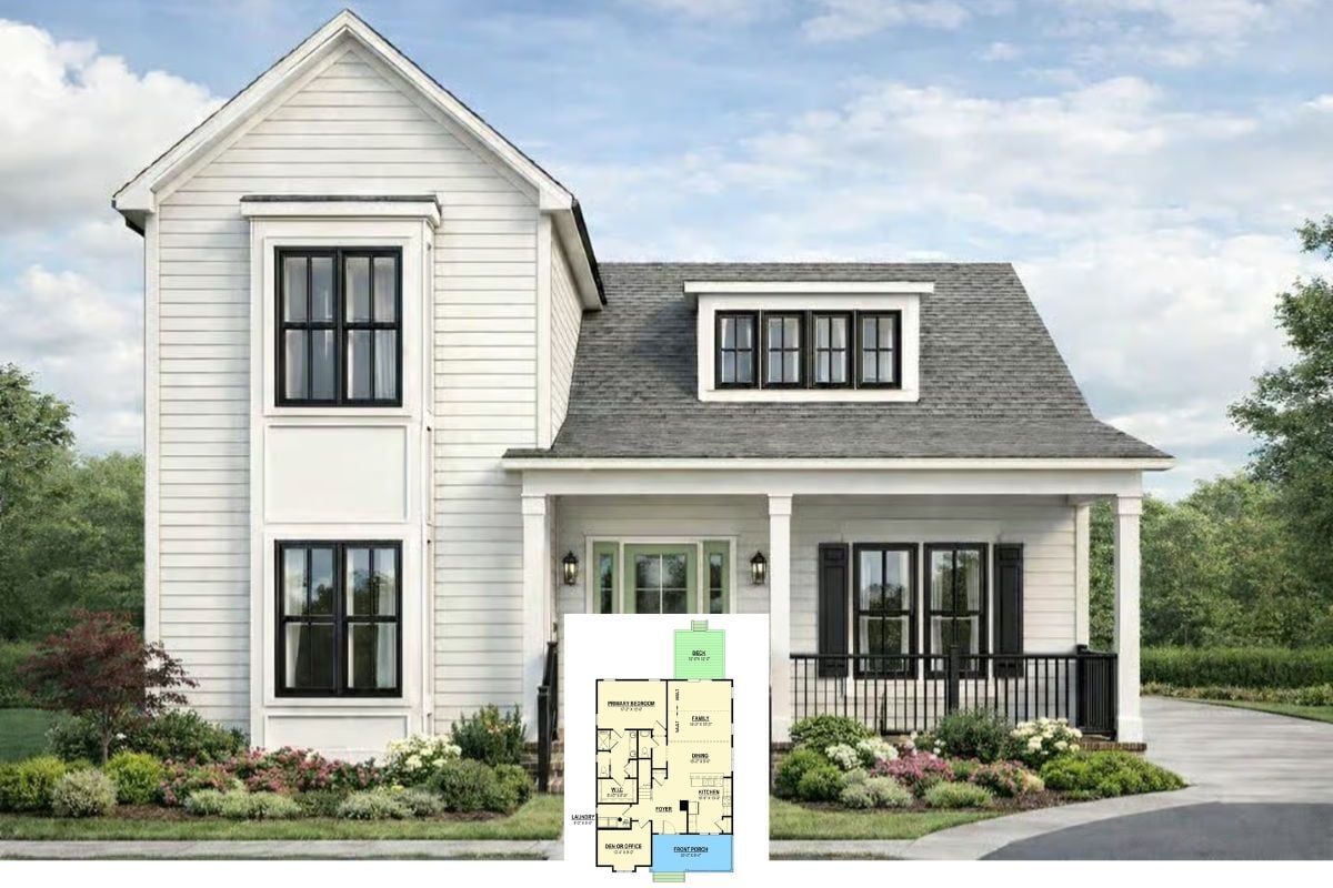 3-Bedroom Craftsman Farmhouse with Covered Front Porch and Loft (Floor Plan)