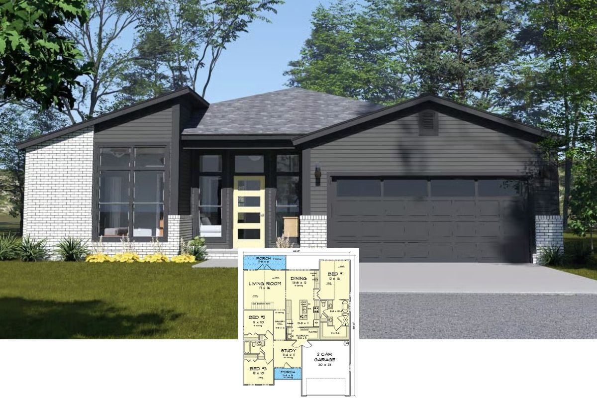Modern-Style 3-Bedroom Home with 2-Car Garage and Open-Concept Living (Floor Plan)