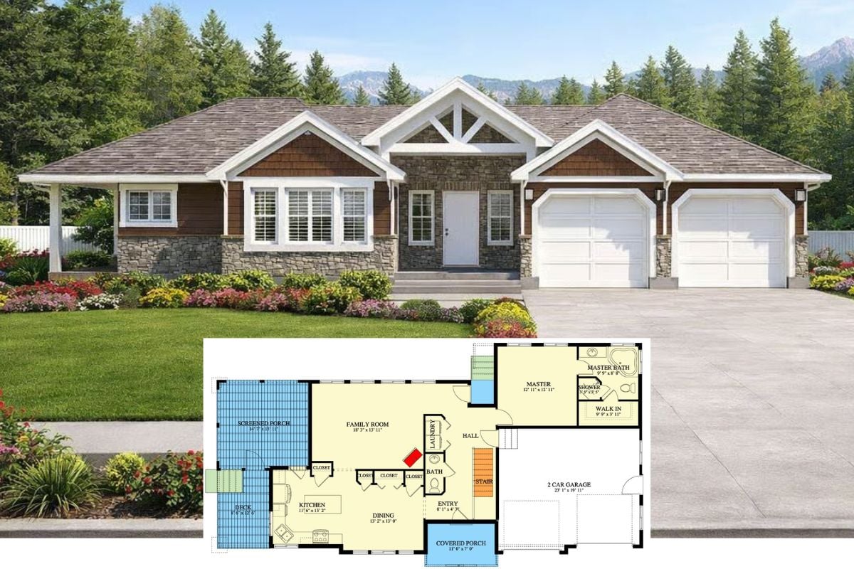 3-Bedroom Ranch with Screened Porch and Lower Level Expansion (Floor Plan)