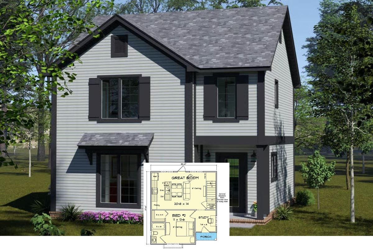 Traditional-Style Home with Open Living Space and 3 Bedrooms (Floor Plan)