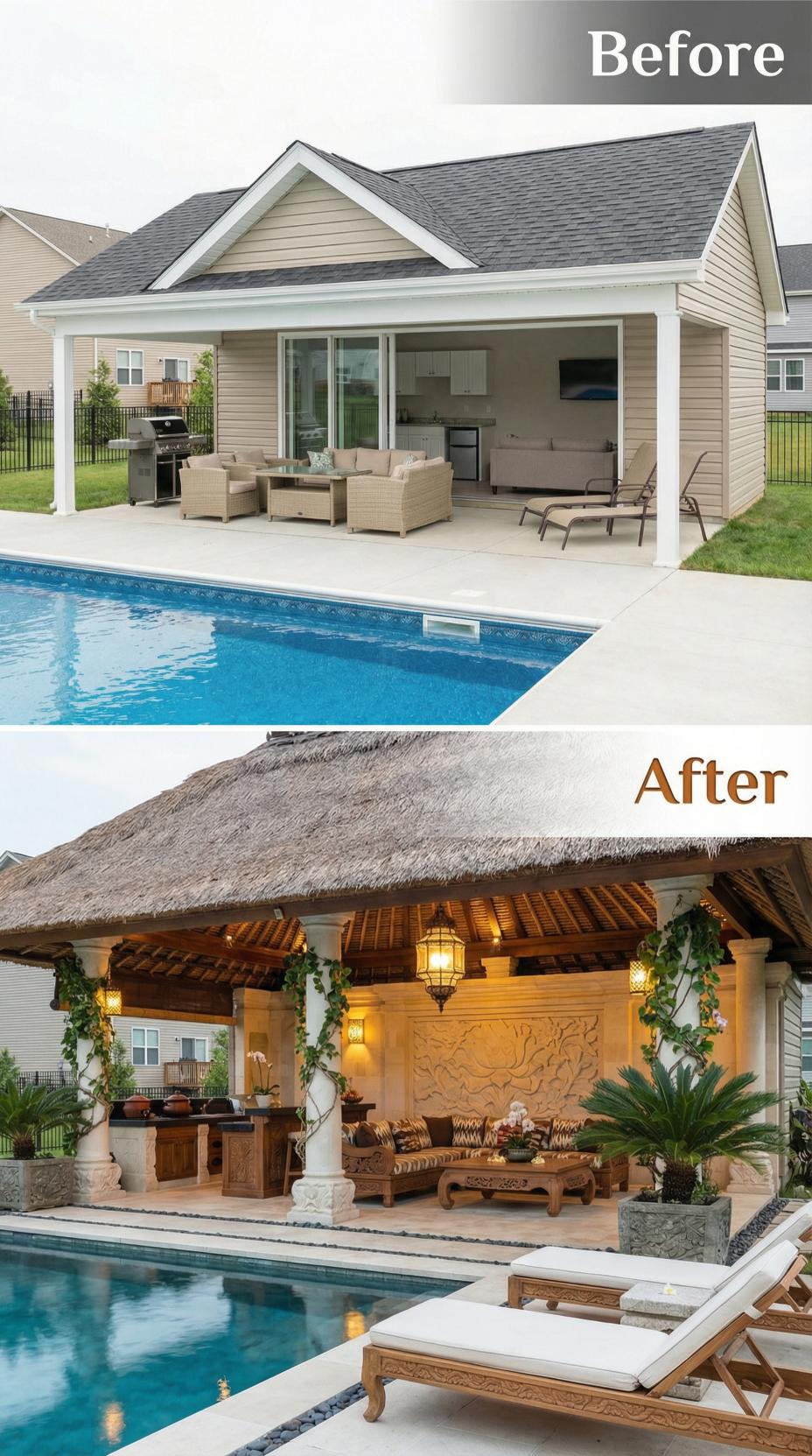 Thatched Palapa Roof Replaces Traditional Shingle Canopy