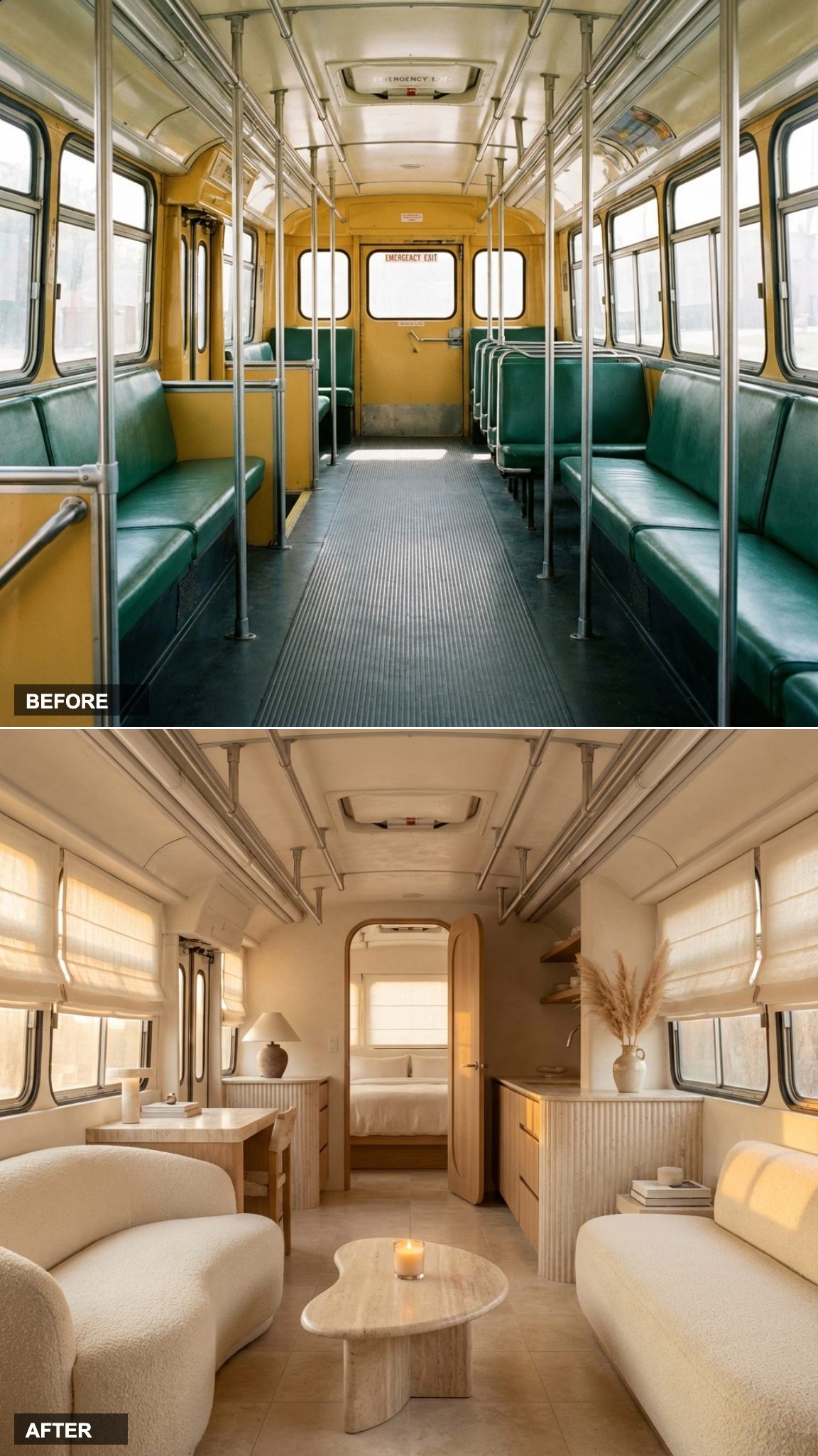 Organic Modern Curves: Cream Bouclé, Travertine, and Architecture in a Compact Frame