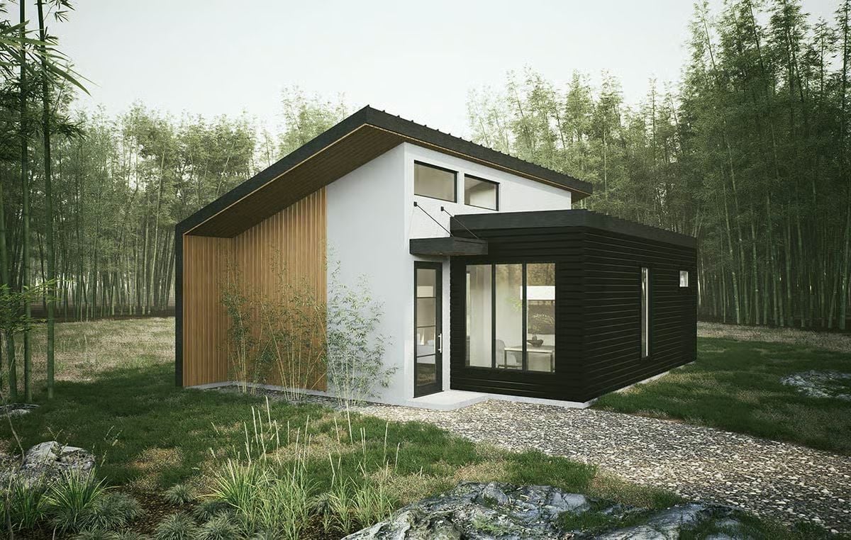 1-Bedroom Modern-Style Home with Open Living Space and Covered Patio (Floor Plan)