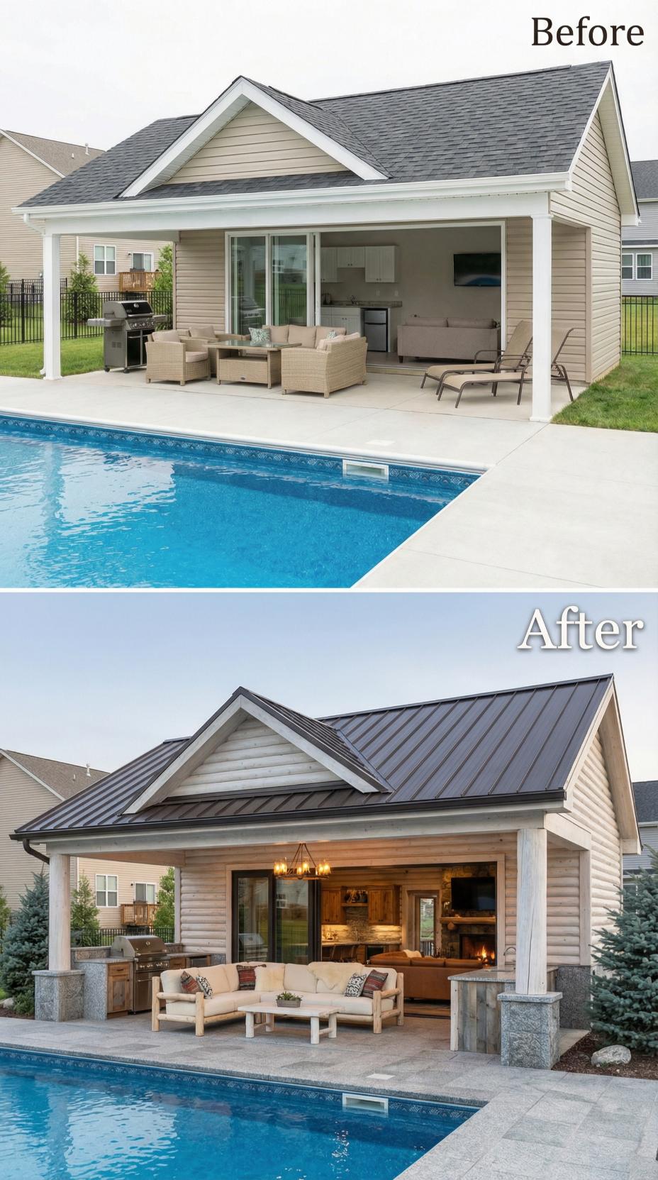 Dark Bronze Standing Seam Metal and Wood-Clad Walls Replace Gray Shingles