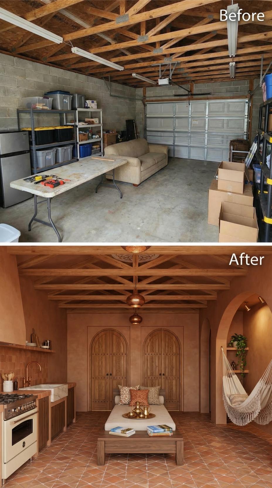 Moroccan Archways and Copper Lanterns Replaced a Garage Door Nobody Missed