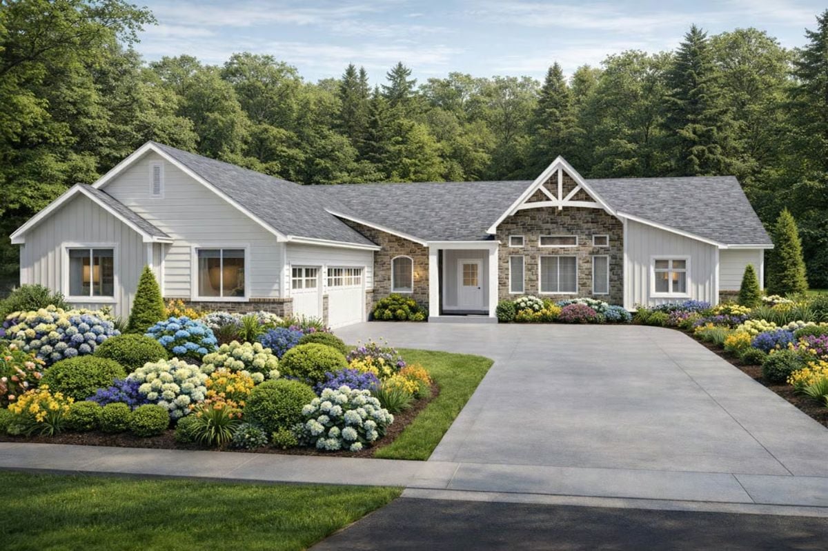 4-Bedroom Craftsman-Style Home with 3-Car Garage and Covered Patio (Floor Plan)