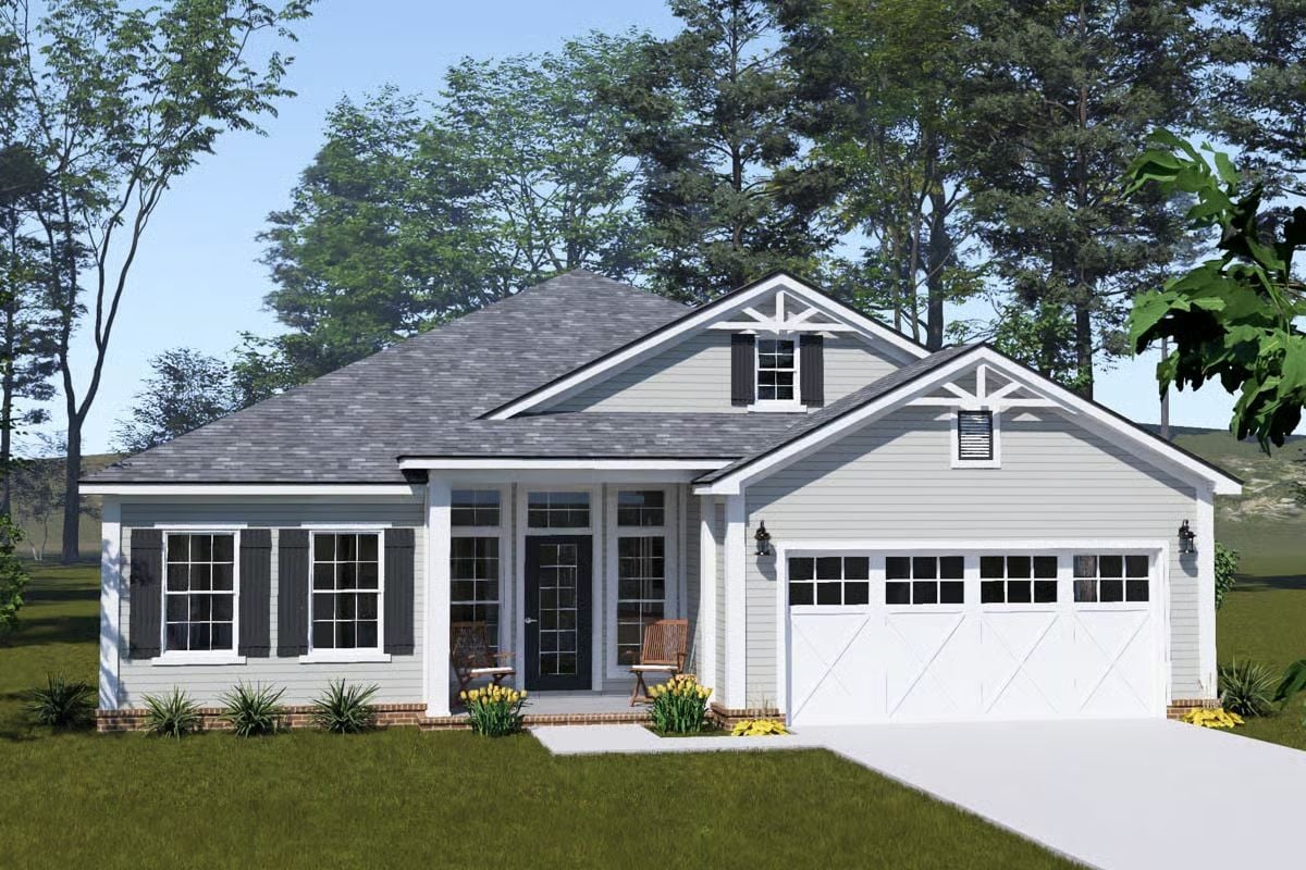 3-Bedroom Country Ranch with Open Living Space and Covered Patio (Floor Plan)