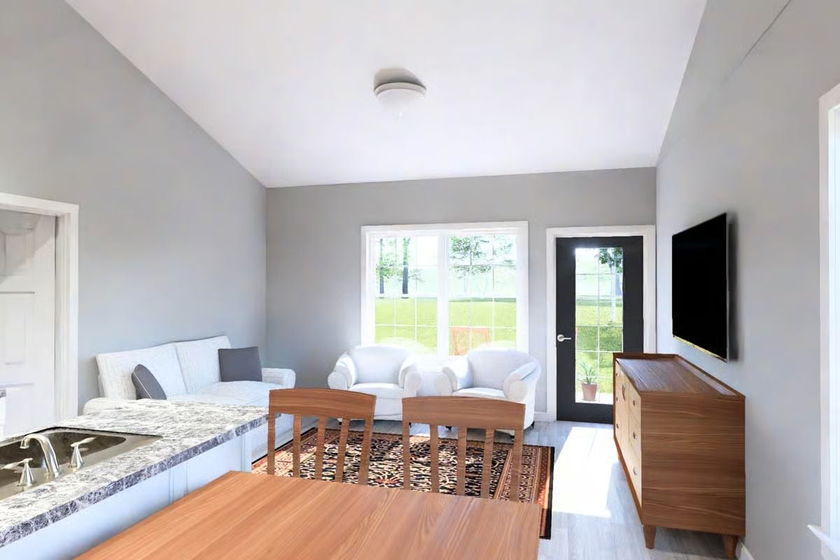 Open-Concept Suite with Garden Views and Integrated Living Spaces