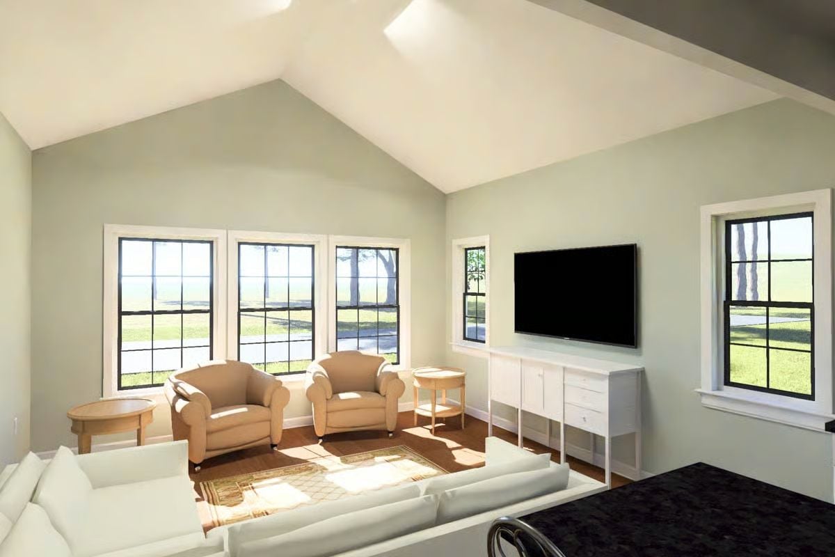 Vaulted Ceilings and Natural Light Define This Ranch Living Space