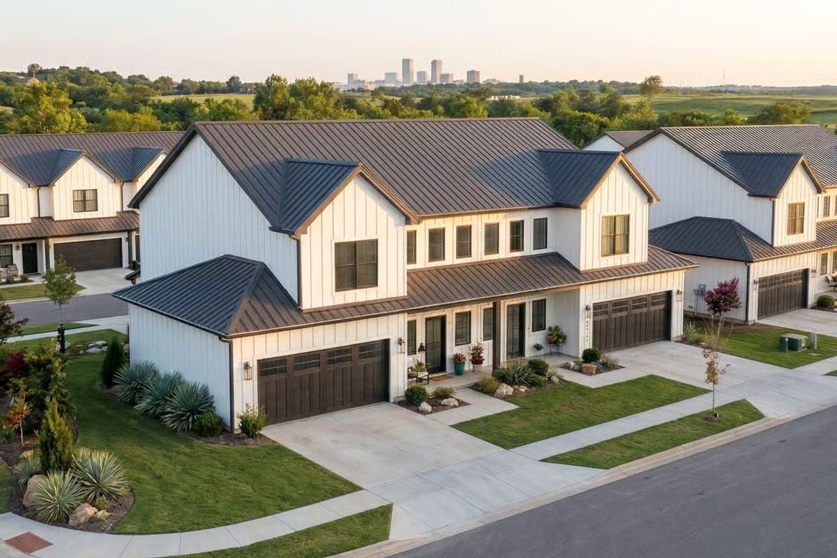 Modern Farmhouse-Style Duplex with 3 Bedroom Units and Double Garage (Floor Plan)