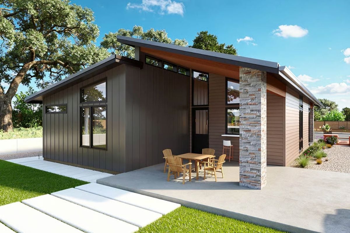 Vertical Board-and-Batten Meets Stone in a Modern Ranch Exterior