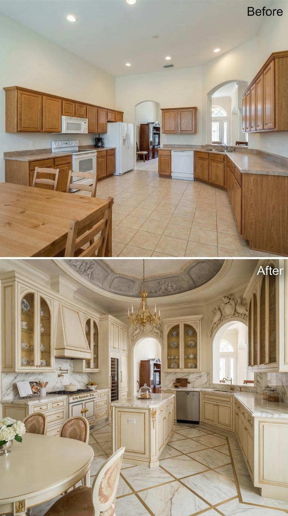 Rococo Plasterwork and a Coffered Dome Swallow a Builder Kitchen Whole