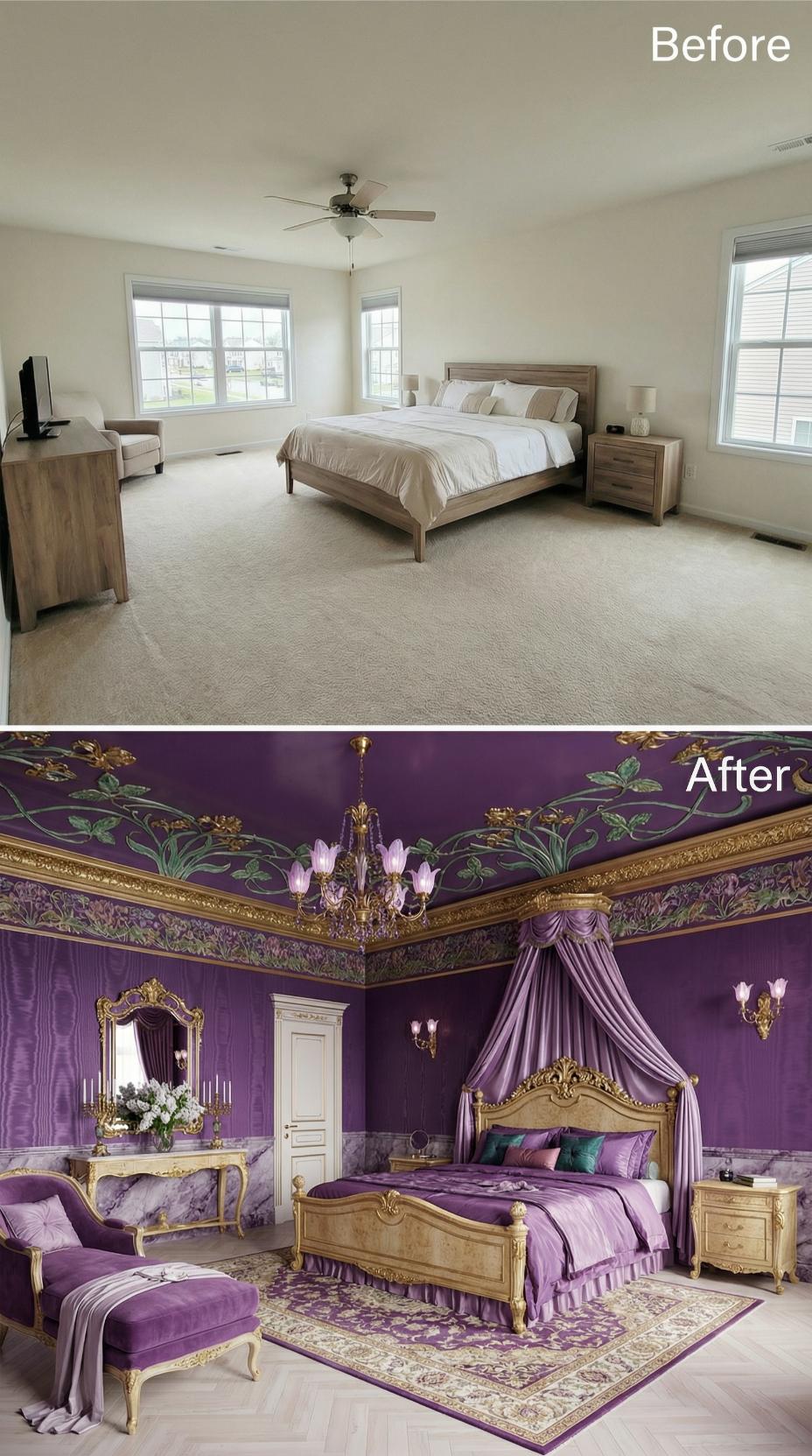 Purple Silk Canopy, Gold Rococo Bed Frame, and Walls That Refused to Whisper