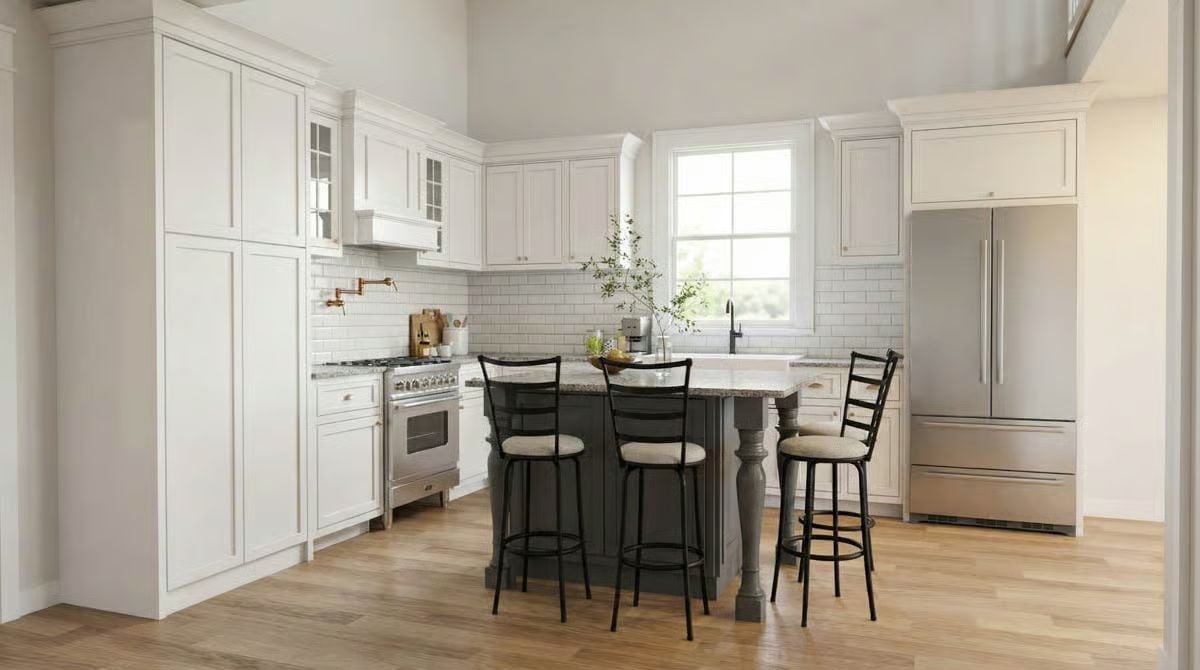 Contrast and Craft Meet in This Kitchen's Island-Centered Layout