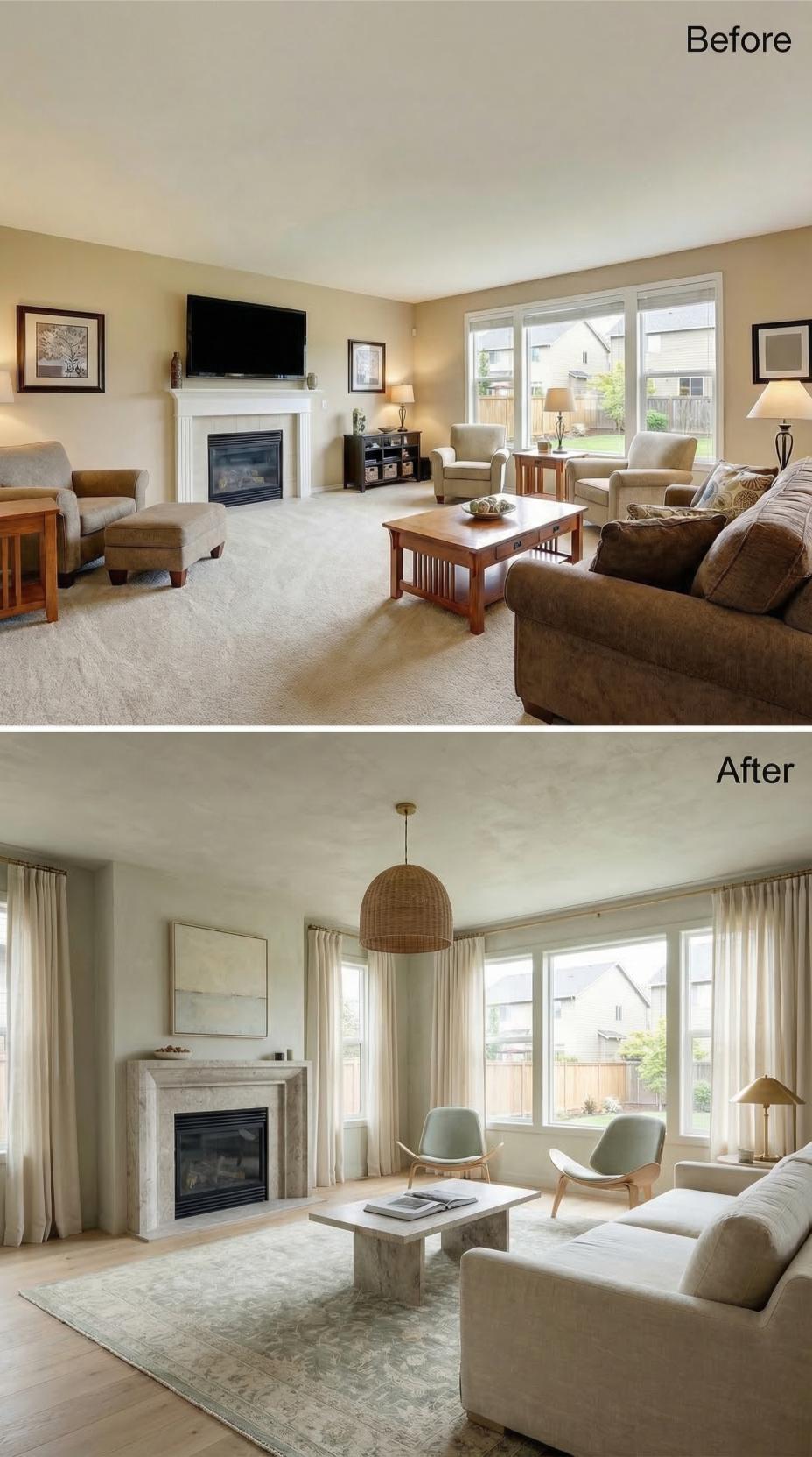 Limewash Walls and a Rattan Pendant Quietly Dismantled the Beige Carpet Era