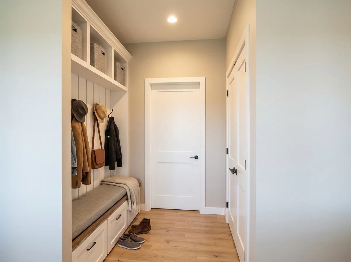Built-In Lockers and a Bench Seat Make Every Inch of This Mudroom Count