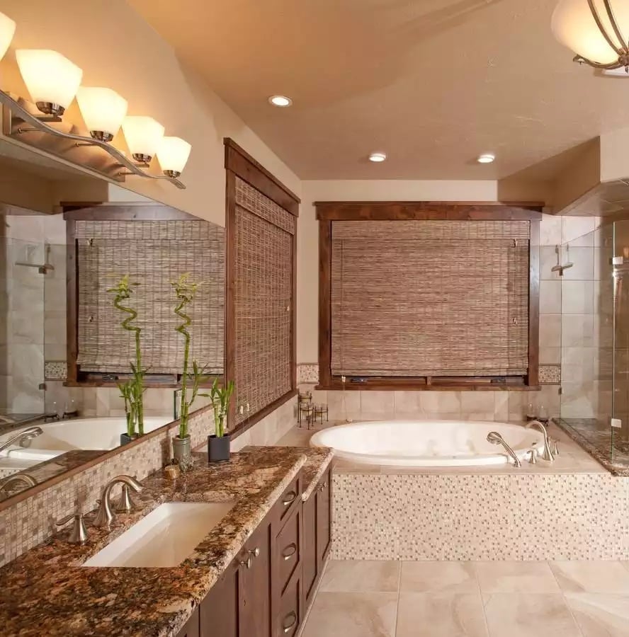 Granite Counters and Bamboo Shades Bring Spa-Like Calm to the Master Bath