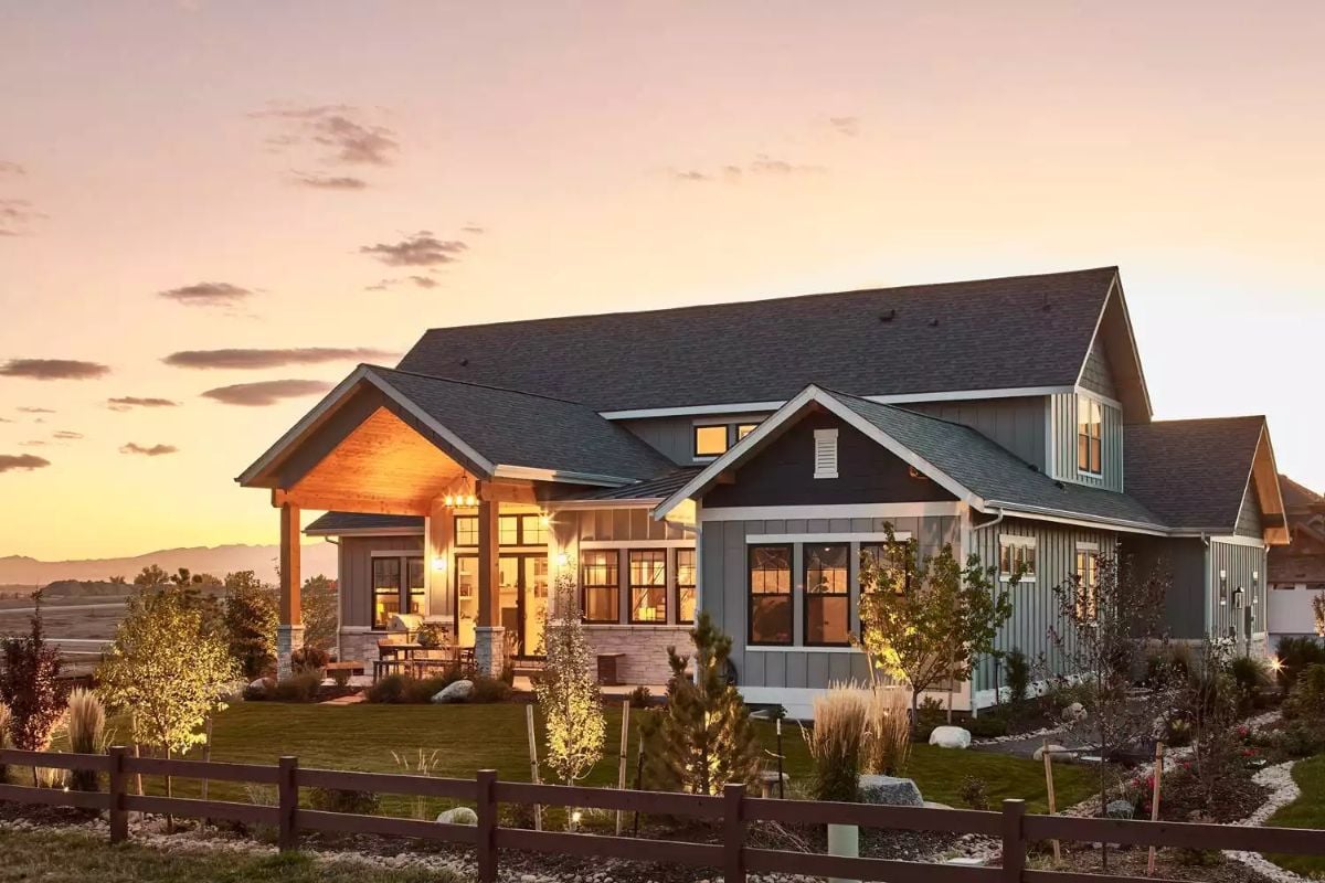 Warm Light Spills from Every Window at Golden Hour