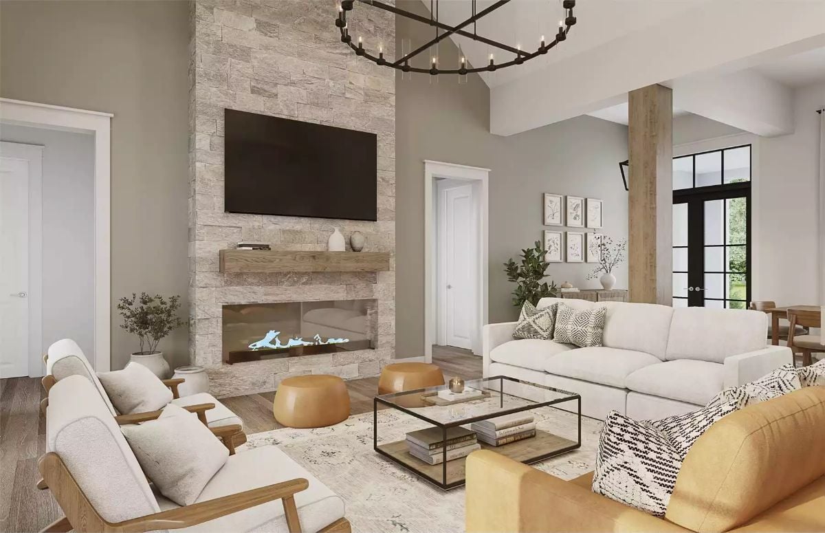 Open Concept Living with Vaulted Ceilings and Natural Light Throughout