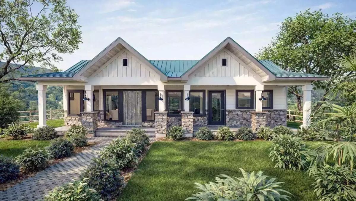 River Oaks 2-Bedroom Ranch with Expansive Front Porch and Covered Patio (Floor Plan)