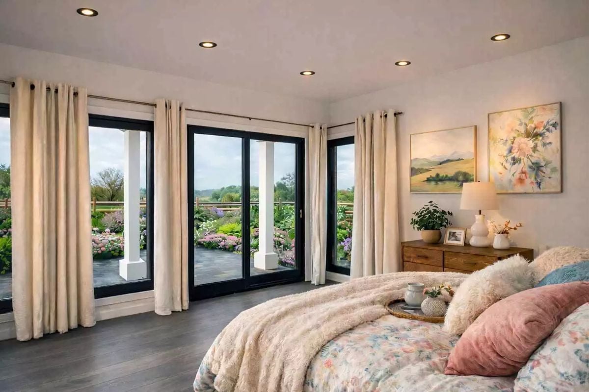 Soft Pastels and Plush Textures Define Serene Master Bedroom Suite