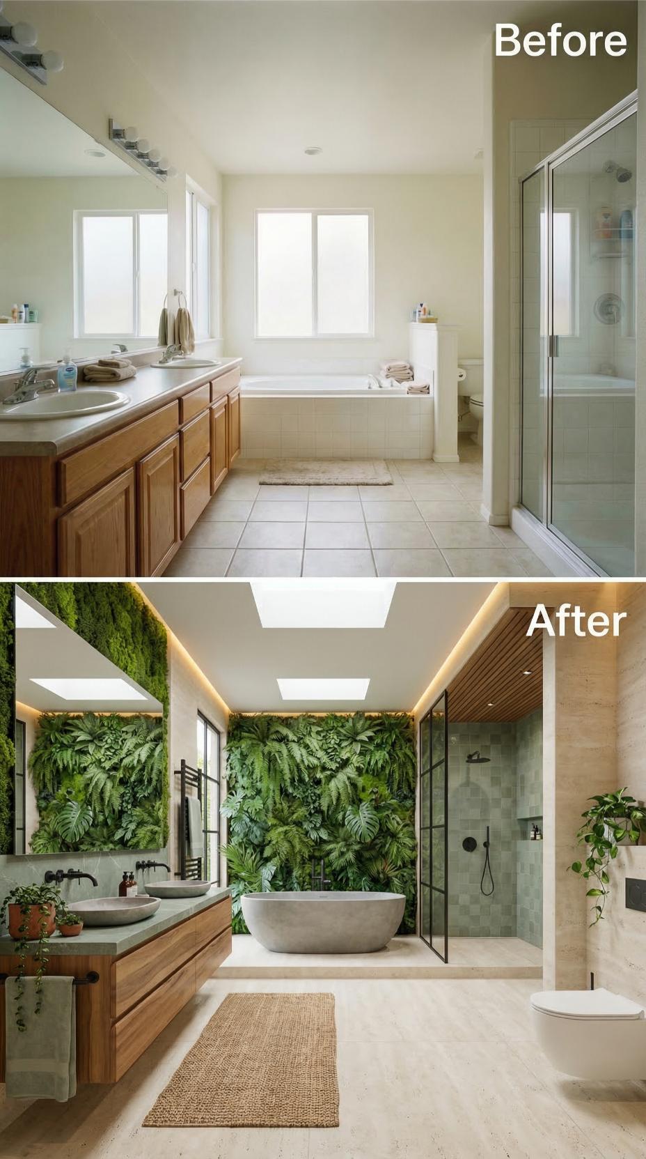 Living Wall Biophilia and Skylight Array Replace Oak Cabinet Monotony