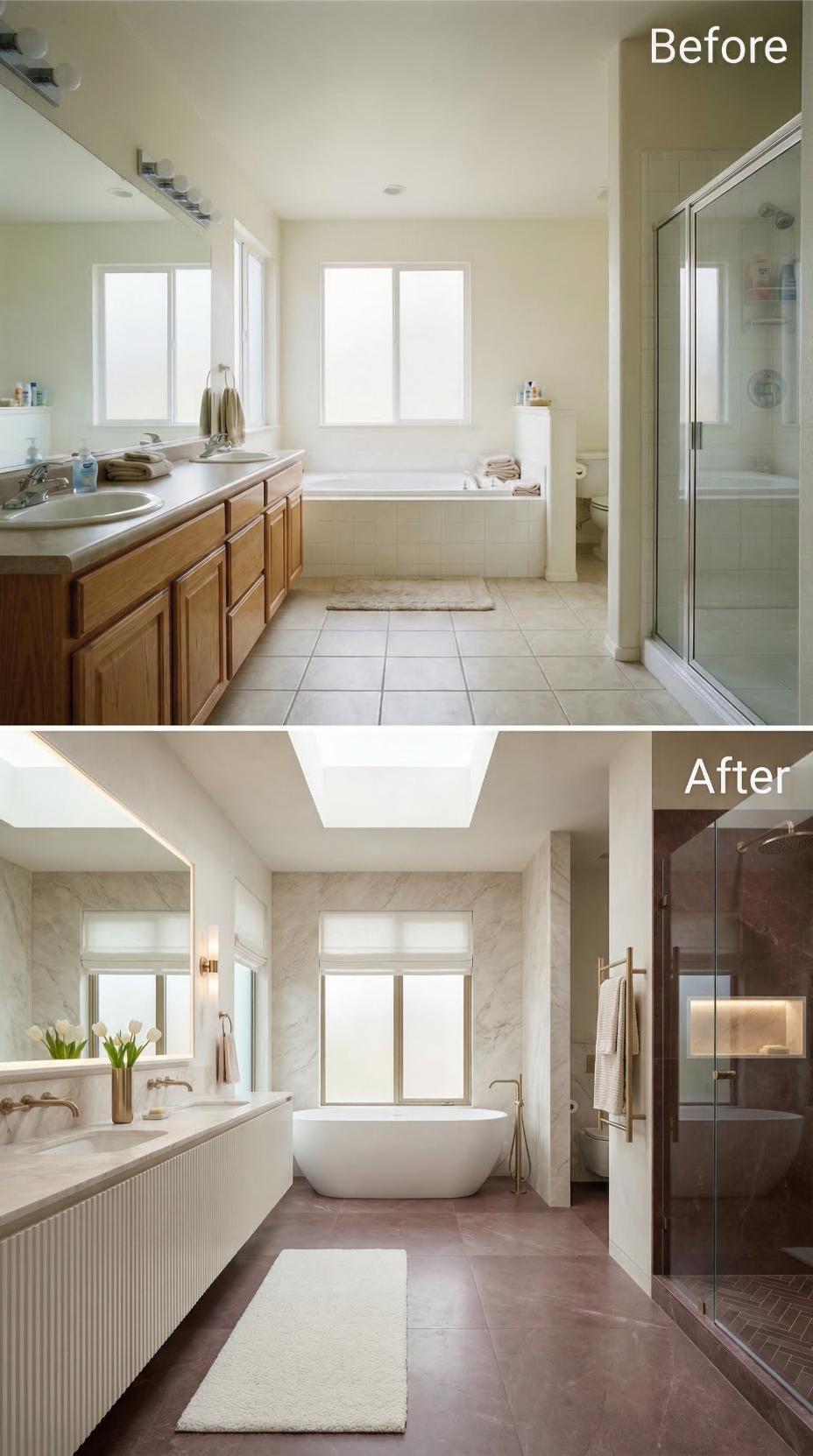 Freestanding Tub and Skylight Insert Upend Oak Cabinet Gridlock