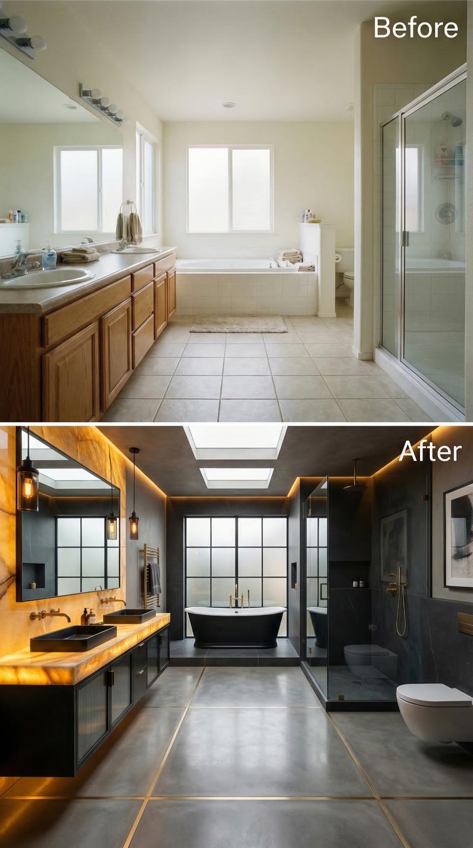 LED-Laced Ceiling Tray and Black Gridded Partitions Displace Builder Beige