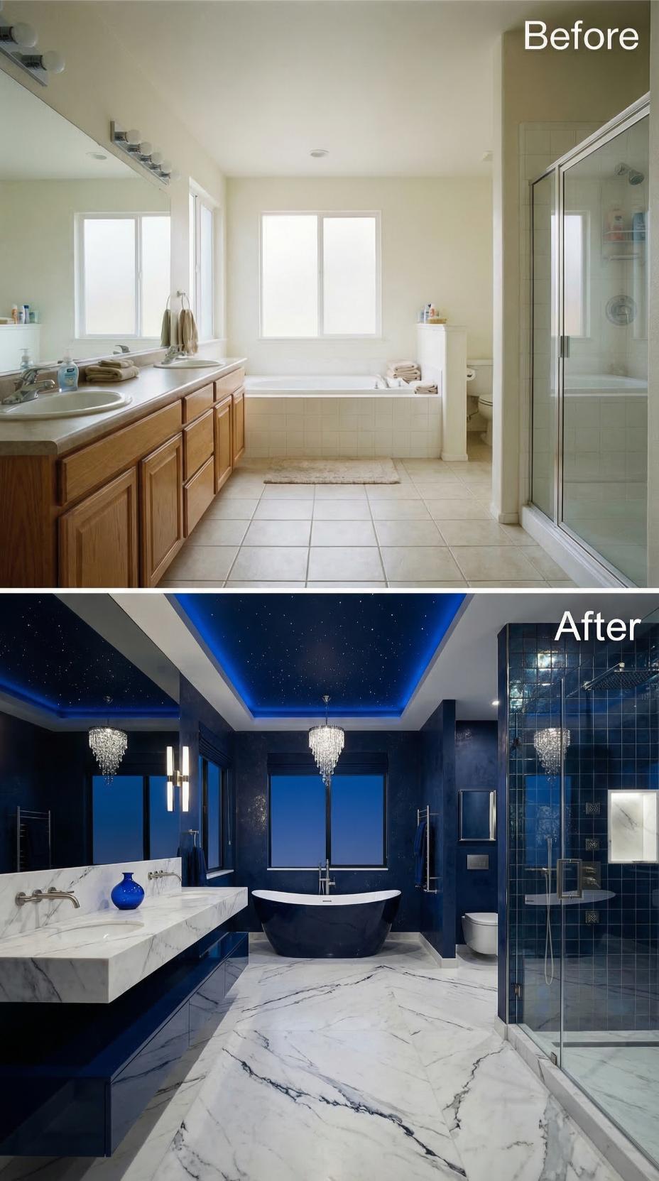 Cobalt Lacquer and Skylight Tray Eclipse Oak Cabinet Plainness