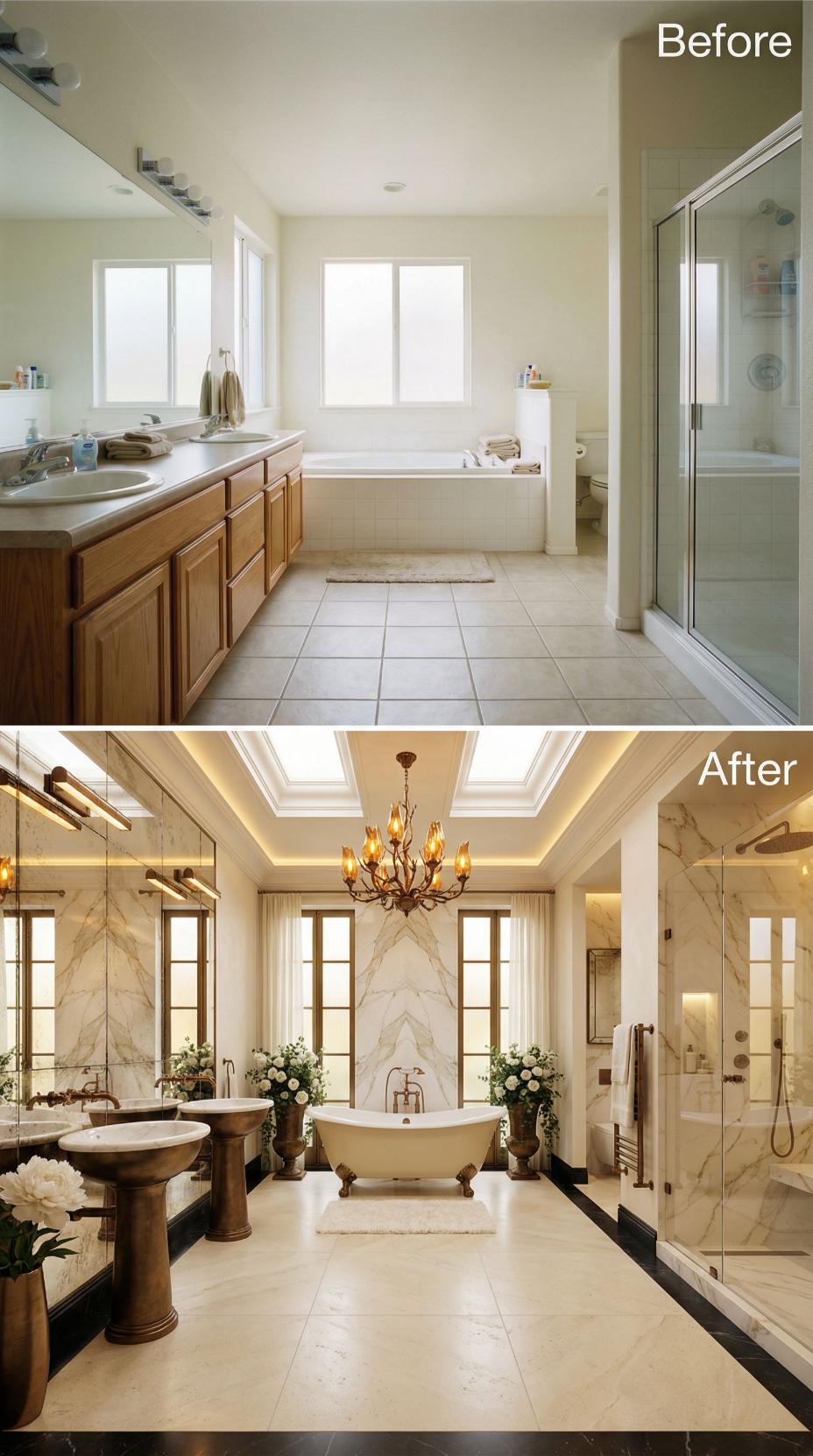 Skylit Cove Ceiling and Calacatta Statement Wall Eject Oak Cabinet Simplicity