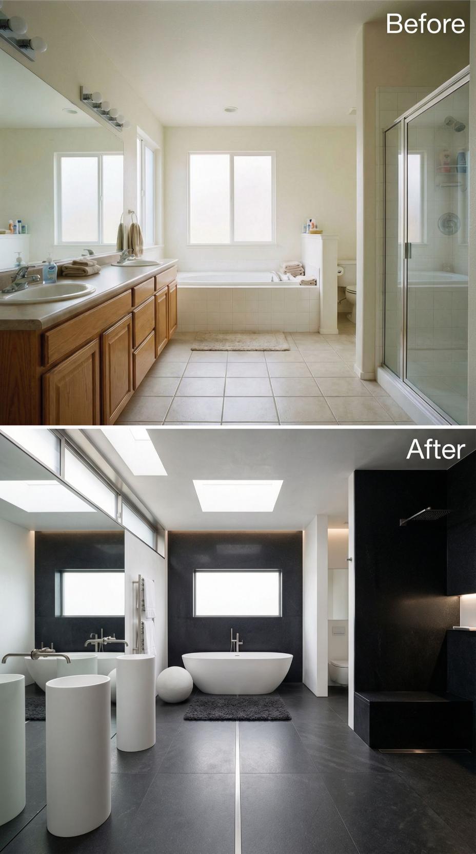 Charcoal Slab Walls and Skylight Portal Oust Oak Cabinet Beige