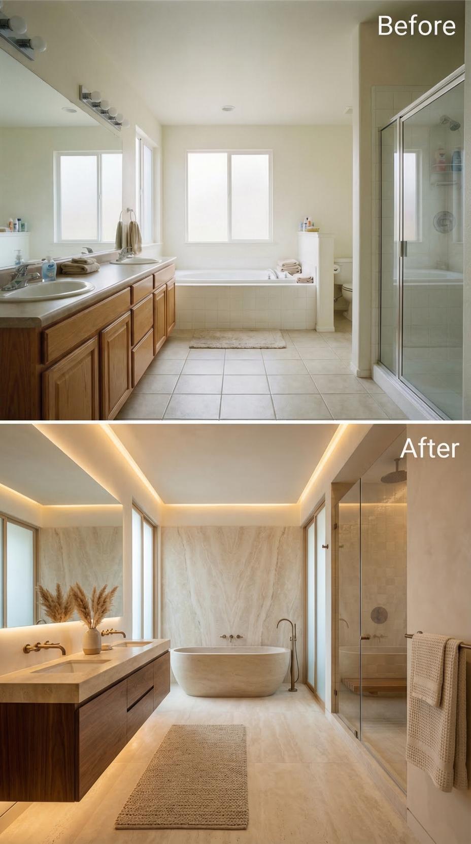 Warm Minimalism and Cove Lighting Replace Cookie-Cutter Tile Grid